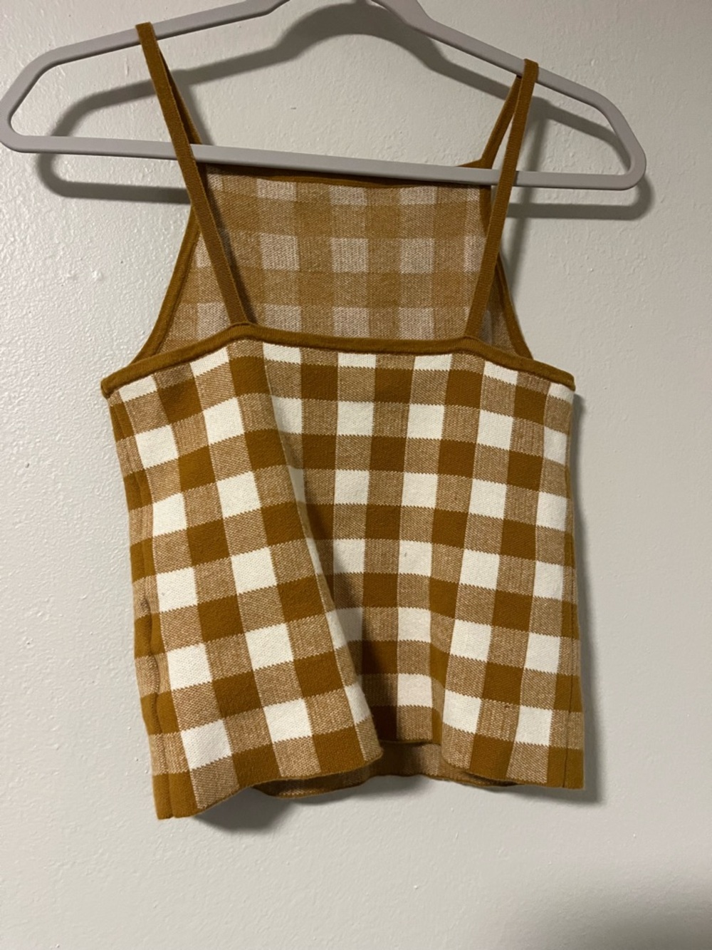 Madewell Brown and Cream Gingham Knit Cami - Picture 3 of 5